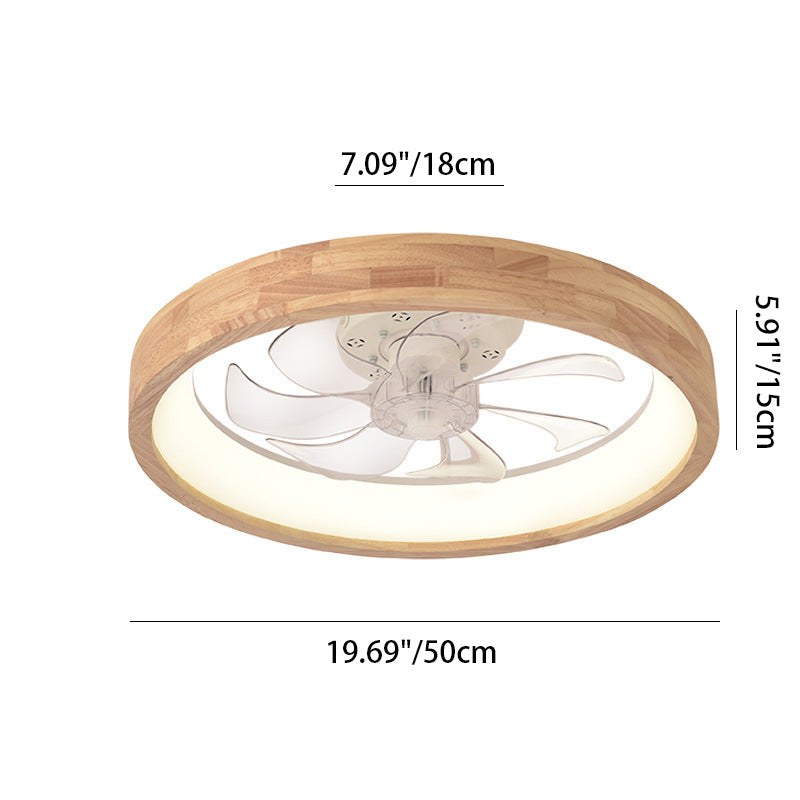 LED Ceiling Fan Light Fixture – Solid Wood and Iron Design for Bedroom and Living Room