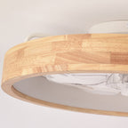 LED Ceiling Fan Light Fixture – Solid Wood and Iron Design for Bedroom and Living Room