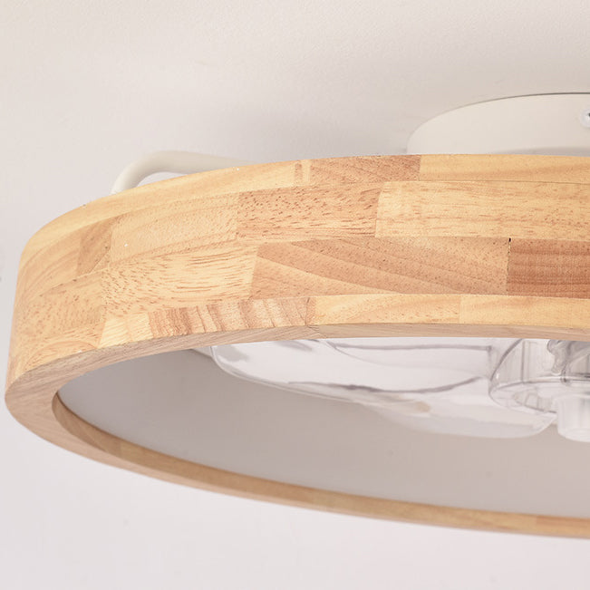 LED Ceiling Fan Light Fixture – Solid Wood and Iron Design for Bedroom and Living Room