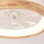 LED Ceiling Fan Light Fixture – Solid Wood and Iron Design for Bedroom and Living Room