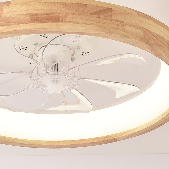 LED Ceiling Fan Light Fixture – Solid Wood and Iron Design for Bedroom and Living Room