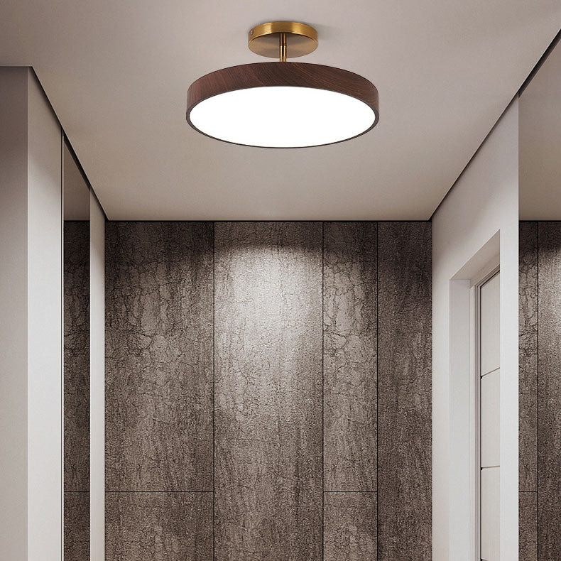 Minimalist LED Ceiling Light with Wood Grain Finish – Perfect for Living Room, Bedroom, Hallway