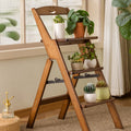 Compact Bamboo Step Stool with Backrest | Minimalist Design for Dining