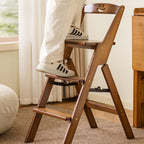 Compact Bamboo Step Stool with Backrest | Minimalist Design for Dining