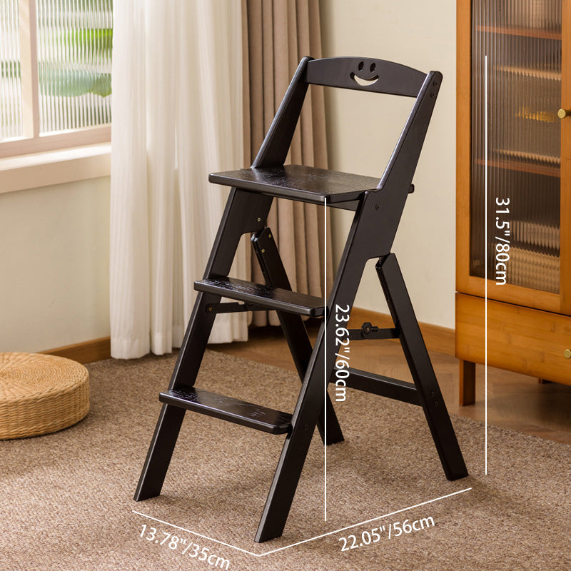 Compact Bamboo Step Stool with Backrest | Minimalist Design for Dining