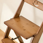 Compact Bamboo Step Stool with Backrest | Minimalist Design for Dining
