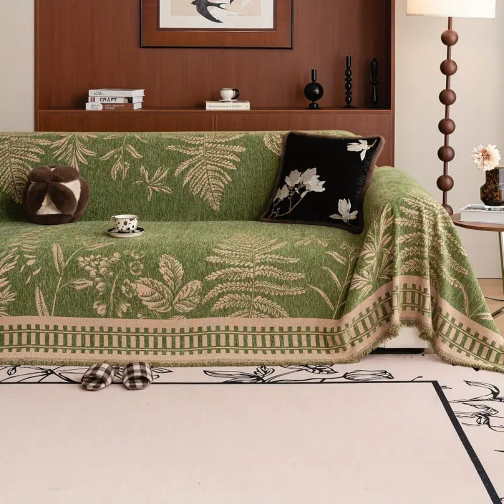 Botanical Floral Design Sofa Cover - Chenille, Pet-Friendly