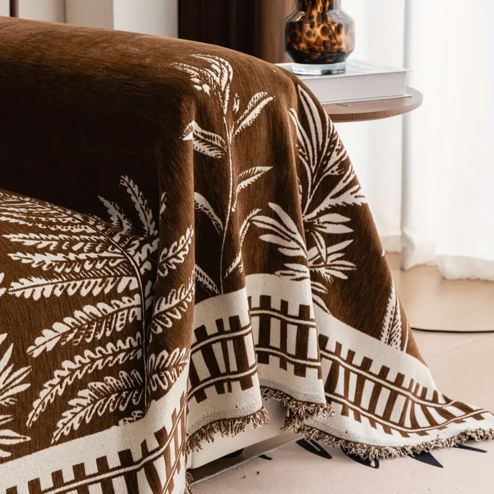 Botanical Floral Design Sofa Cover - Chenille, Pet-Friendly