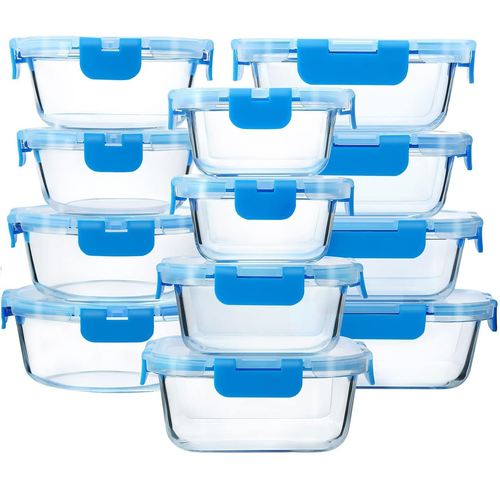 Airtight Glass Food Storage Containers Set for Meal Prep – Stackable