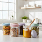 Airtight Stackable Kitchen Containers Set - Glass Food Storage Jars