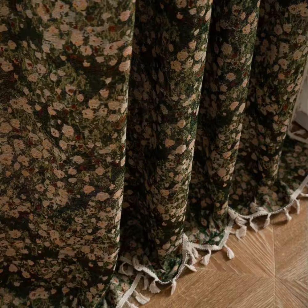 Vintage Floral Window Drapes – Tapestry Design