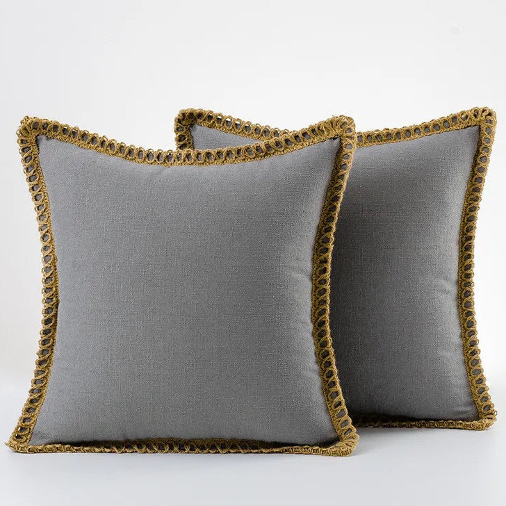 Colorful Decorative Cushion in Soft Cotton and Linen – French Style Throw Pillow for Sofa