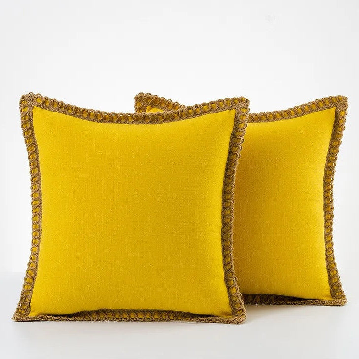 Colorful Decorative Cushion in Soft Cotton and Linen – French Style Throw Pillow for Sofa