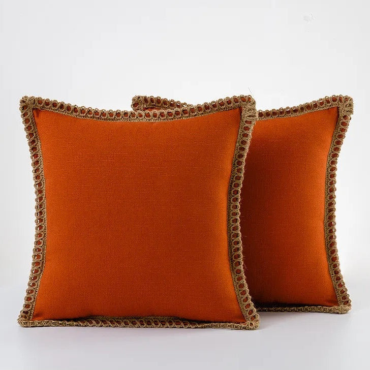 Colorful Decorative Cushion in Soft Cotton and Linen – French Style Throw Pillow for Sofa