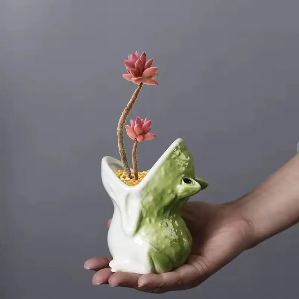 Whimsical Frog Ceramic Plant Holder
