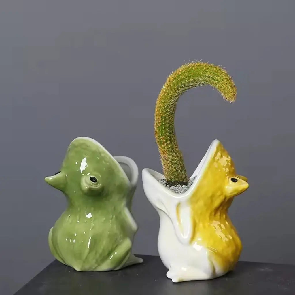 Whimsical Frog Ceramic Plant Holder