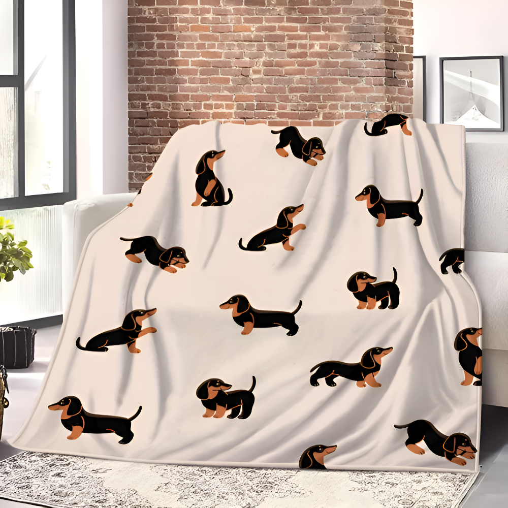 Dachshund Print Fleece Blanket - Soft All-Season Snuggle Cover