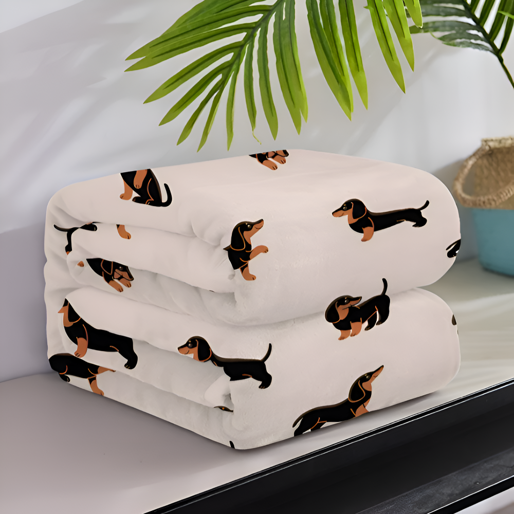 Dachshund Print Fleece Blanket - Soft All-Season Snuggle Cover