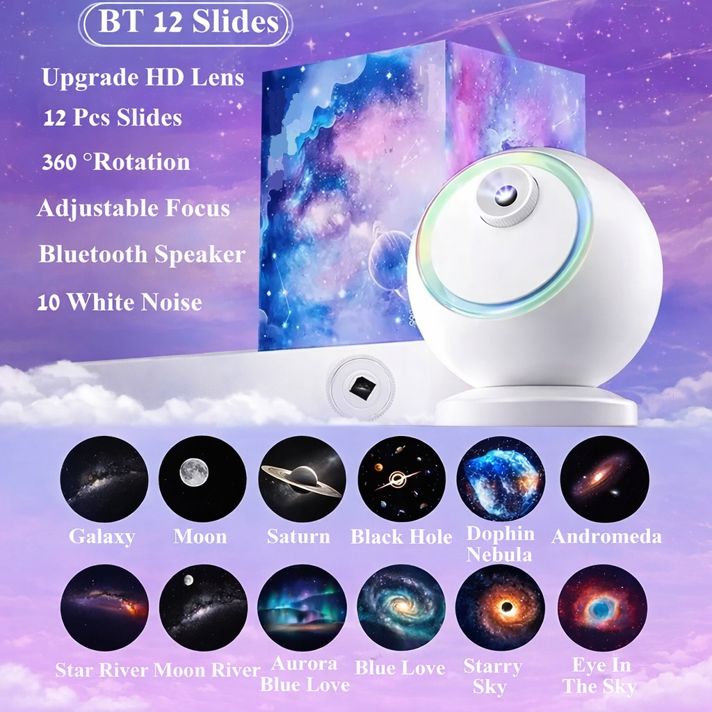 Rotating LED Galaxy Nightlight Projector with Bluetooth Connectivity