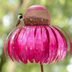 Outdoor Metal Hanging Bird Feeder - Sunflower Design Feeding Bowl