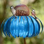 Outdoor Metal Hanging Bird Feeder - Sunflower Design Feeding Bowl