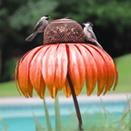 Outdoor Metal Hanging Bird Feeder - Sunflower Design Feeding Bowl