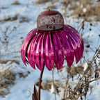 Outdoor Metal Hanging Bird Feeder - Sunflower Design Feeding Bowl