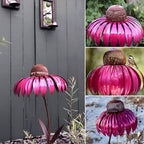 Outdoor Metal Hanging Bird Feeder - Sunflower Design Feeding Bowl