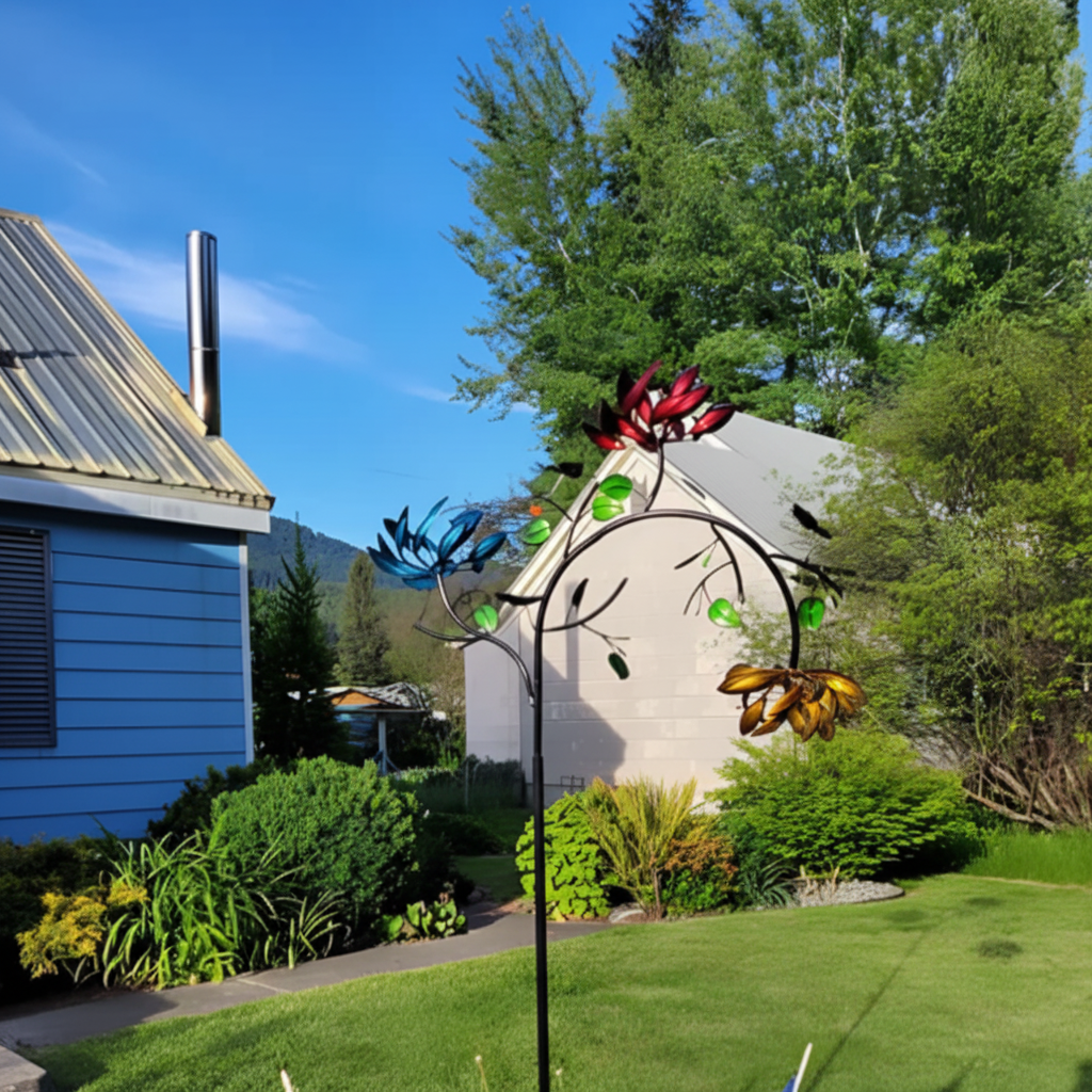 Colorful Butterfly Design Garden Spinner - Outdoor Wind Chime