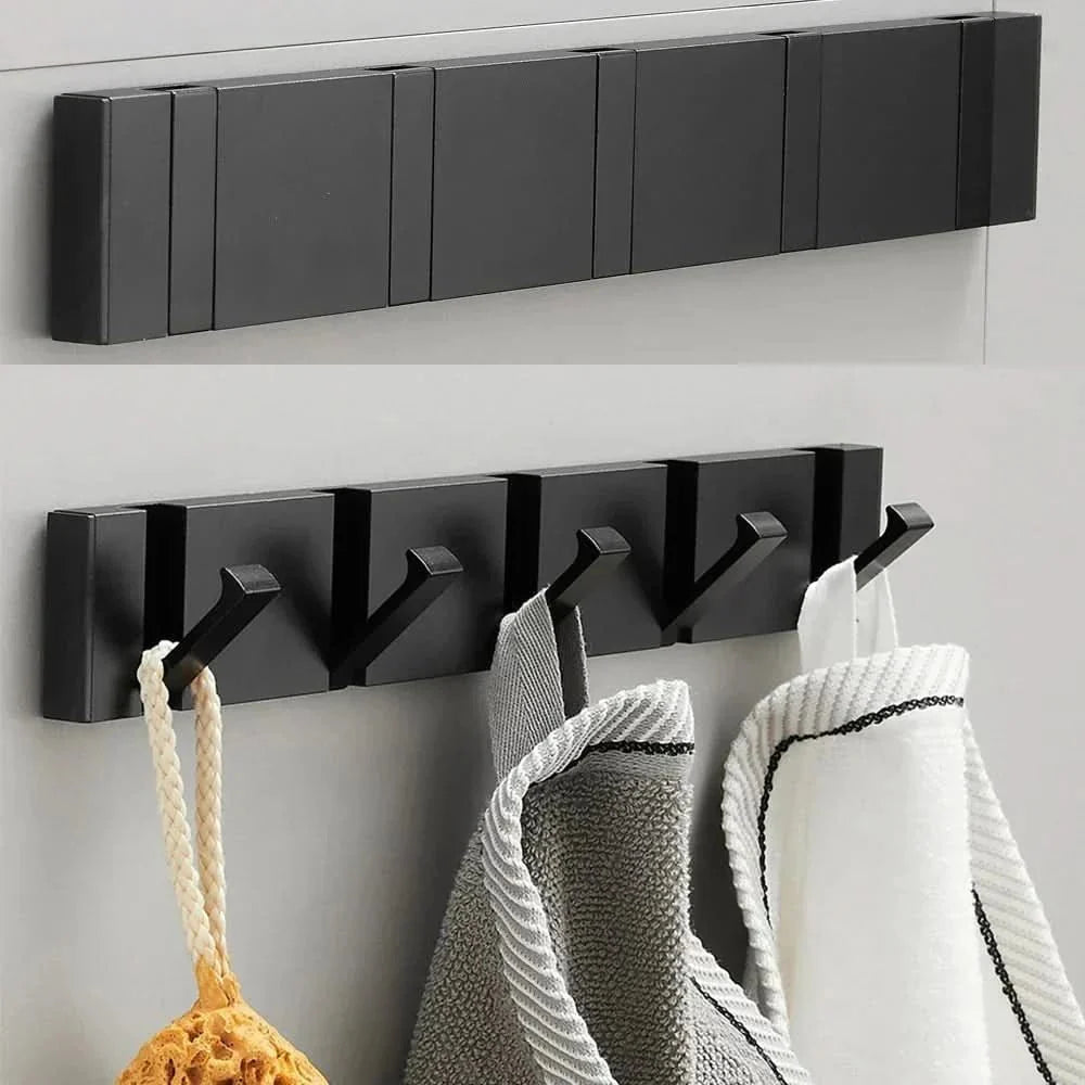Collapsible Wall Hooks - Space-Saving Aluminum in Black and Gold