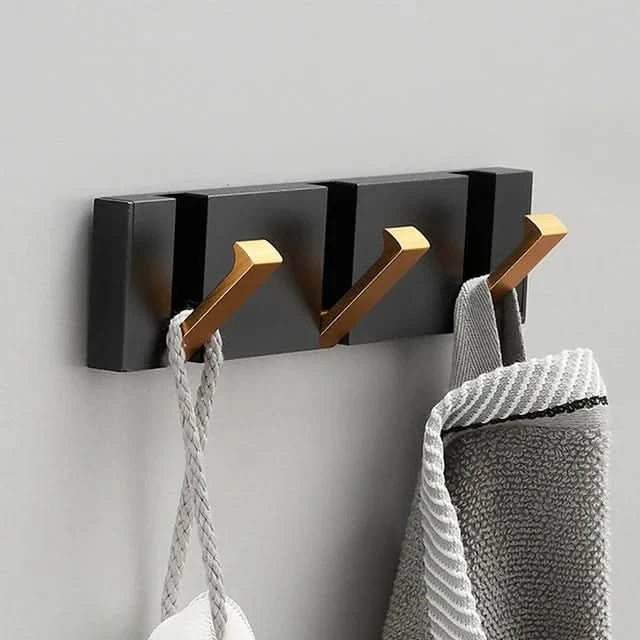 Collapsible Wall Hooks - Space-Saving Aluminum in Black and Gold