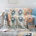 Reversible Cotton Blanket - Solid Color and Geometric Patterns