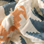 Reversible Cotton Blanket - Solid Color and Geometric Patterns