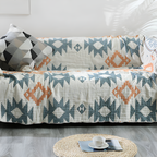 Reversible Cotton Blanket - Solid Color and Geometric Patterns