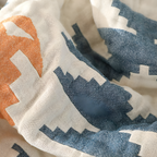 Reversible Cotton Blanket - Solid Color and Geometric Patterns