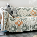 Reversible Cotton Blanket - Solid Color and Geometric Patterns