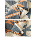 Reversible Cotton Blanket - Solid Color and Geometric Patterns