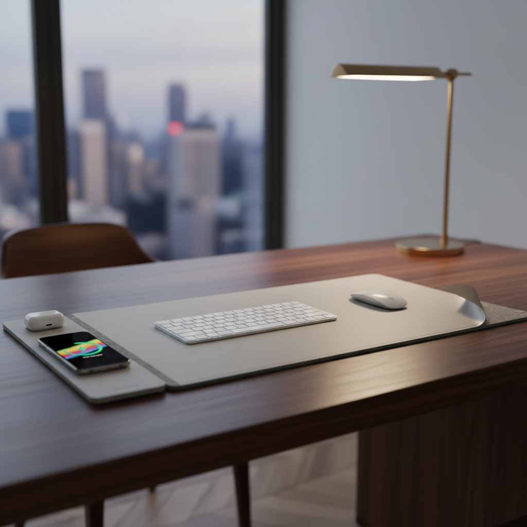 ElegantTech Dual-Surface Wireless Charging Desk Mat