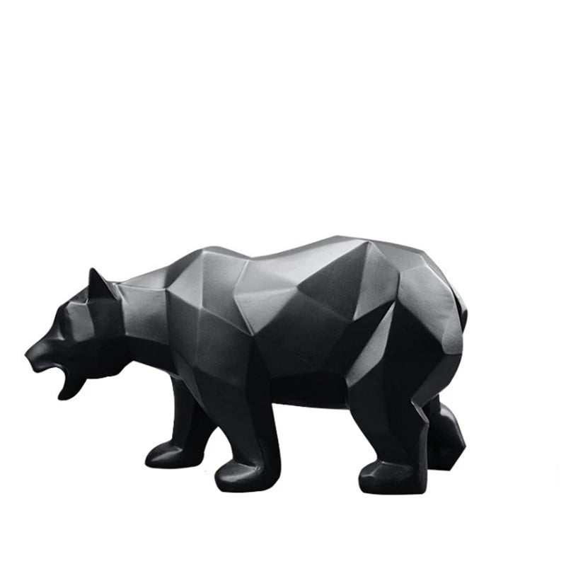 Sleek Black Bear Abstract Sculpture - Modern Home Accent