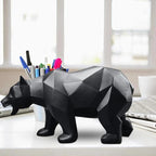 Sleek Black Bear Abstract Sculpture - Modern Home Accent