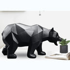 Sleek Black Bear Abstract Sculpture - Modern Home Accent