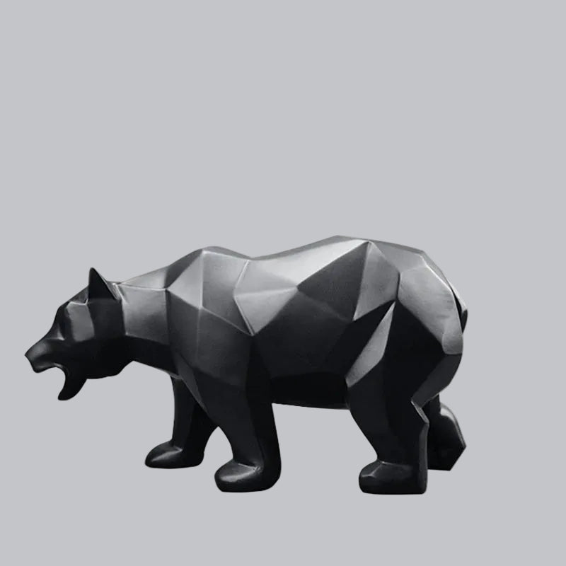 Sleek Black Bear Abstract Sculpture - Modern Home Accent