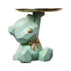 Decorative Bear Figure and Key Holder in Geometric Resin – Home Organizer