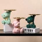 Decorative Bear Figure and Key Holder in Geometric Resin – Home Organizer