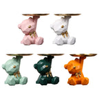 Decorative Bear Figure and Key Holder in Geometric Resin – Home Organizer