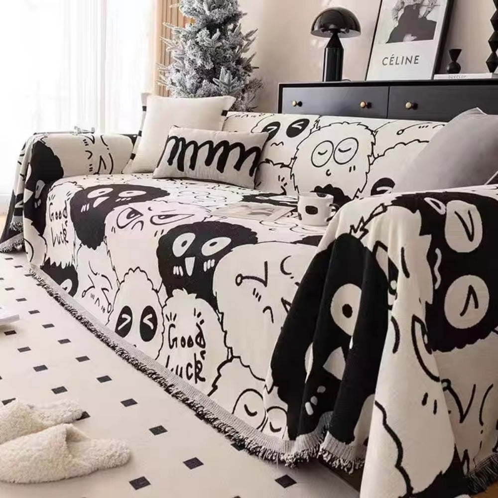 Cartoon Couch Protector with Adorable Monster Pattern