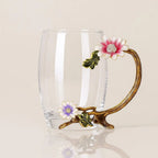 Elegance Crystal Tea Cup with Floral Enamel Design