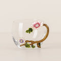 Elegance Crystal Tea Cup with Floral Enamel Design
