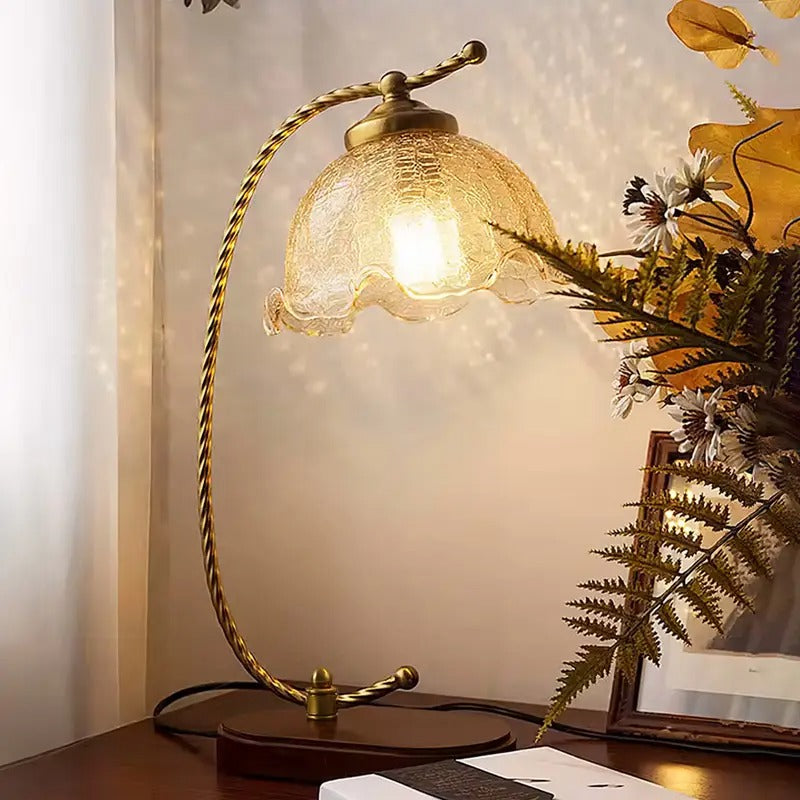 Table Lamp for Bedroom with Glass Shade