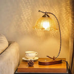 Table Lamp for Bedroom with Glass Shade